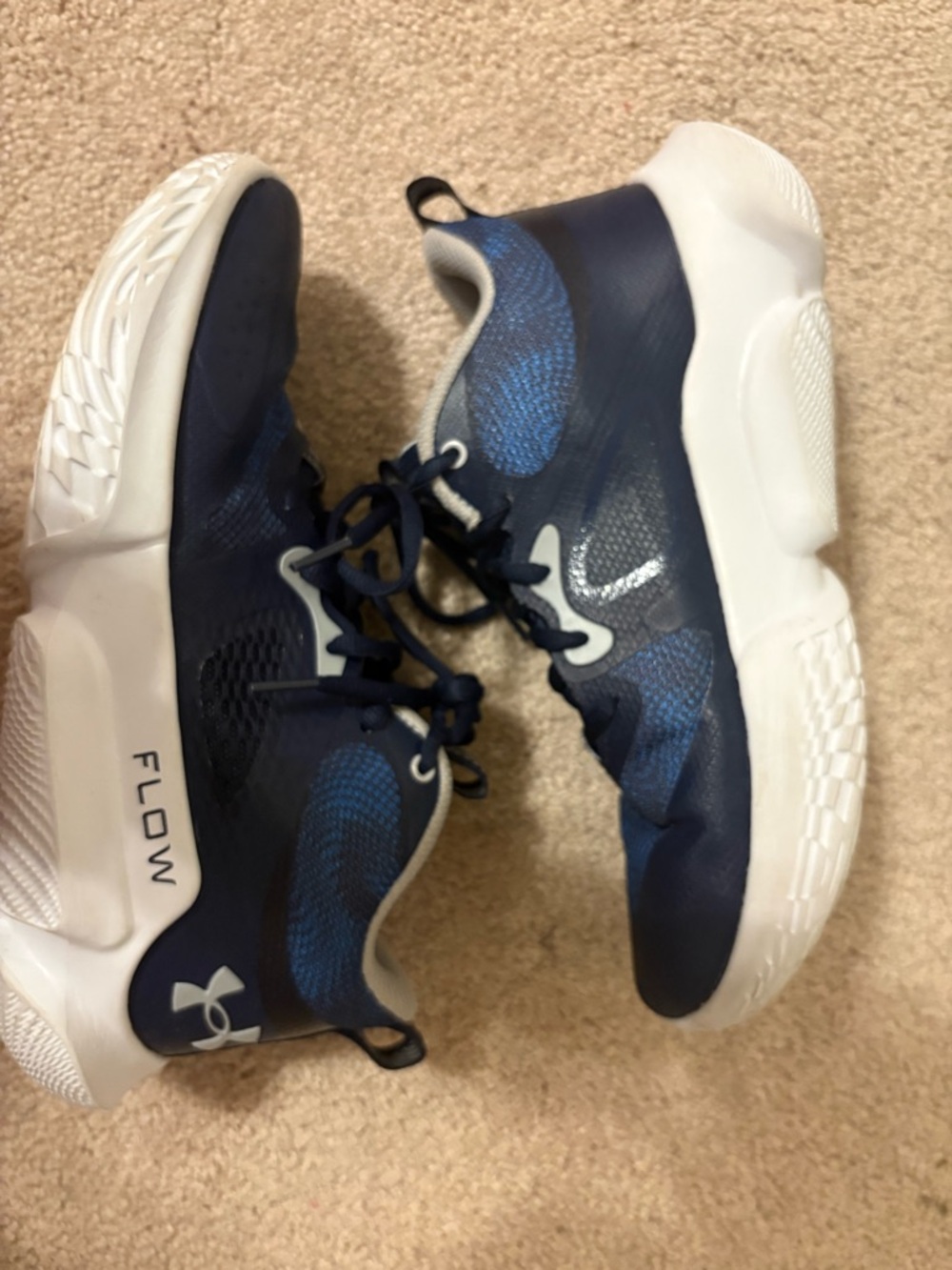 Under Armour Women’s Navy Blue and White Flow Basketball Sneakers NWOT